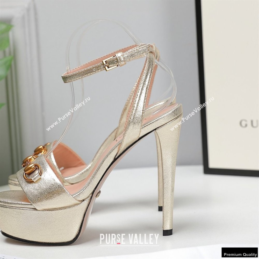 Gucci Heel 13cm Platform 4cm Sandals with Horsebit Gold (hongyang-21010814)