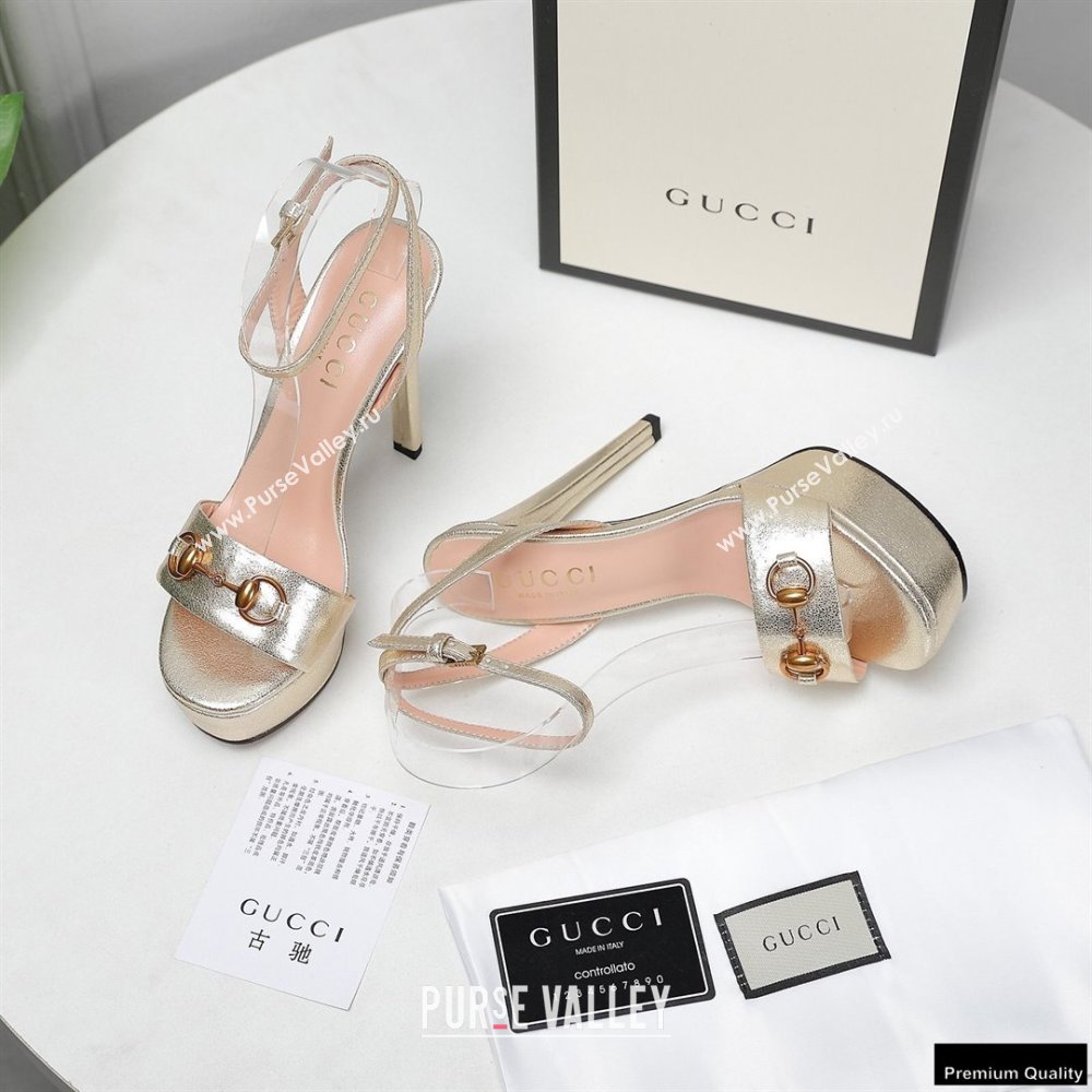 Gucci Heel 13cm Platform 4cm Sandals with Horsebit Gold (hongyang-21010814)