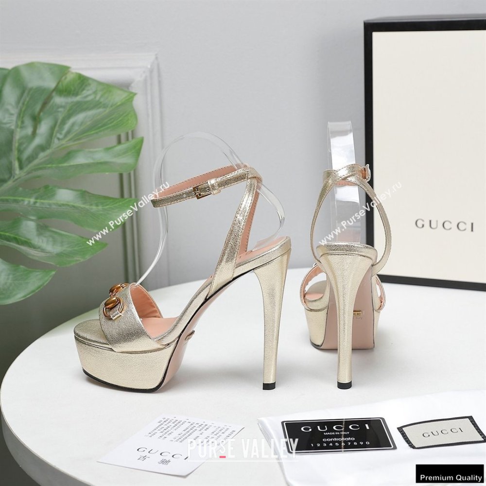Gucci Heel 13cm Platform 4cm Sandals with Horsebit Gold (hongyang-21010814)