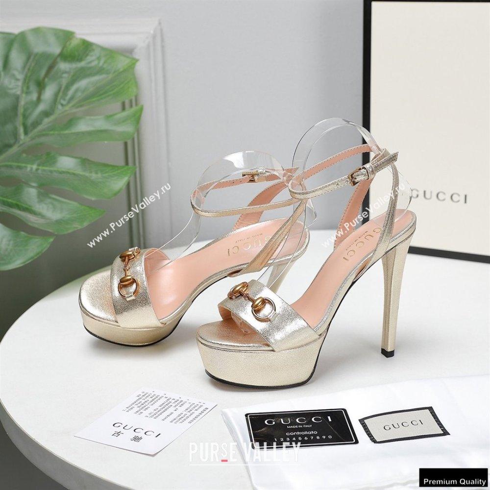 Gucci Heel 13cm Platform 4cm Sandals with Horsebit Gold (hongyang-21010814)