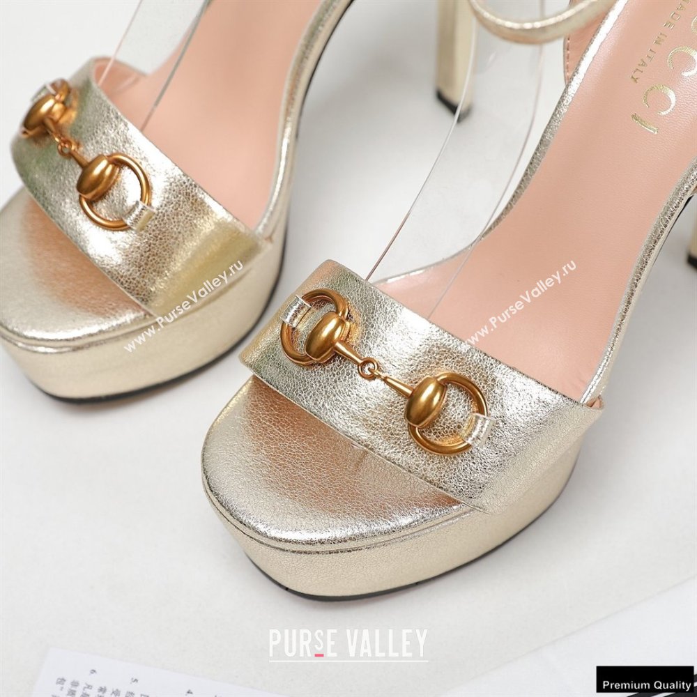Gucci Heel 13cm Platform 4cm Sandals with Horsebit Gold (hongyang-21010814)