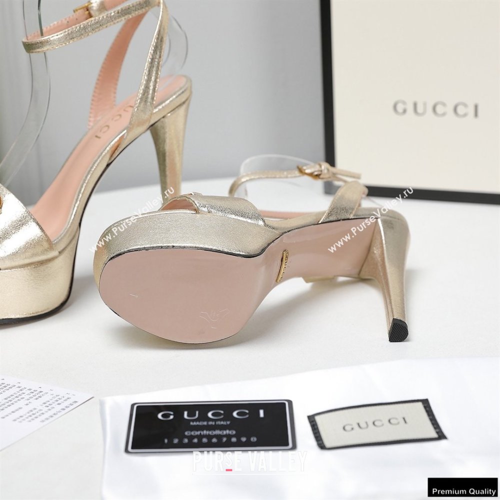 Gucci Heel 13cm Platform 4cm Sandals with Horsebit Gold (hongyang-21010814)