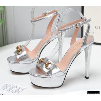 Gucci Heel 13cm Platform 4cm Sandals with Horsebit Silver (hongyang-21010815)