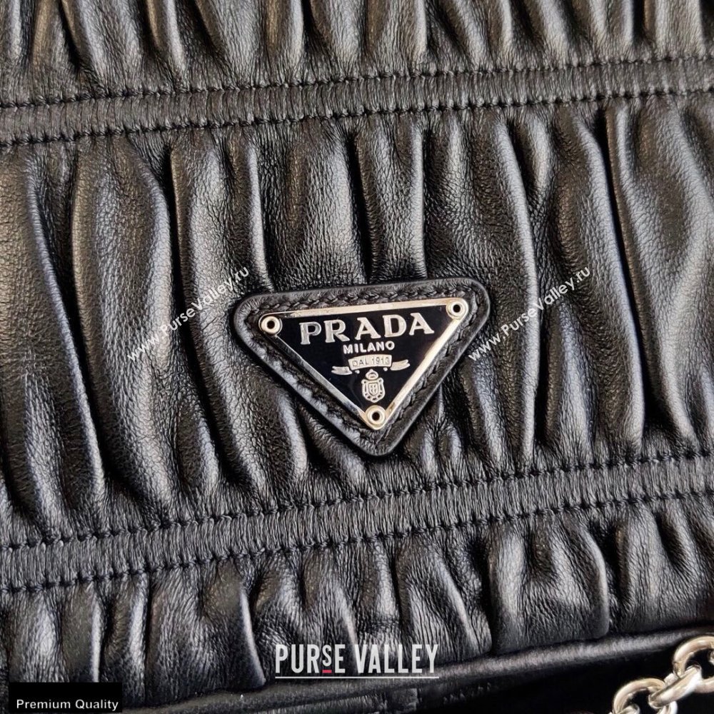 Prada Gaufré Embossed Leather Shoulder Bag 1BD289 Black 2021 (ziyin-21011102)