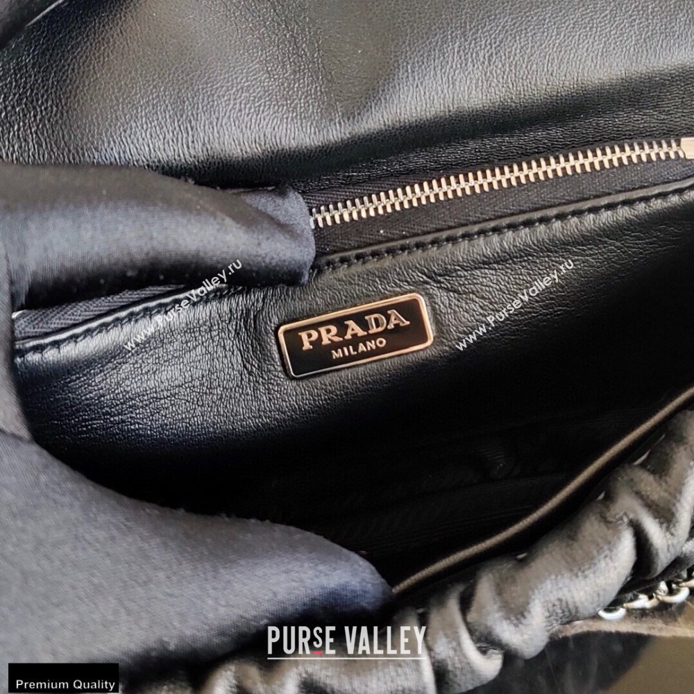 Prada Gaufré Embossed Leather Shoulder Bag 1BD289 Black 2021 (ziyin-21011102)