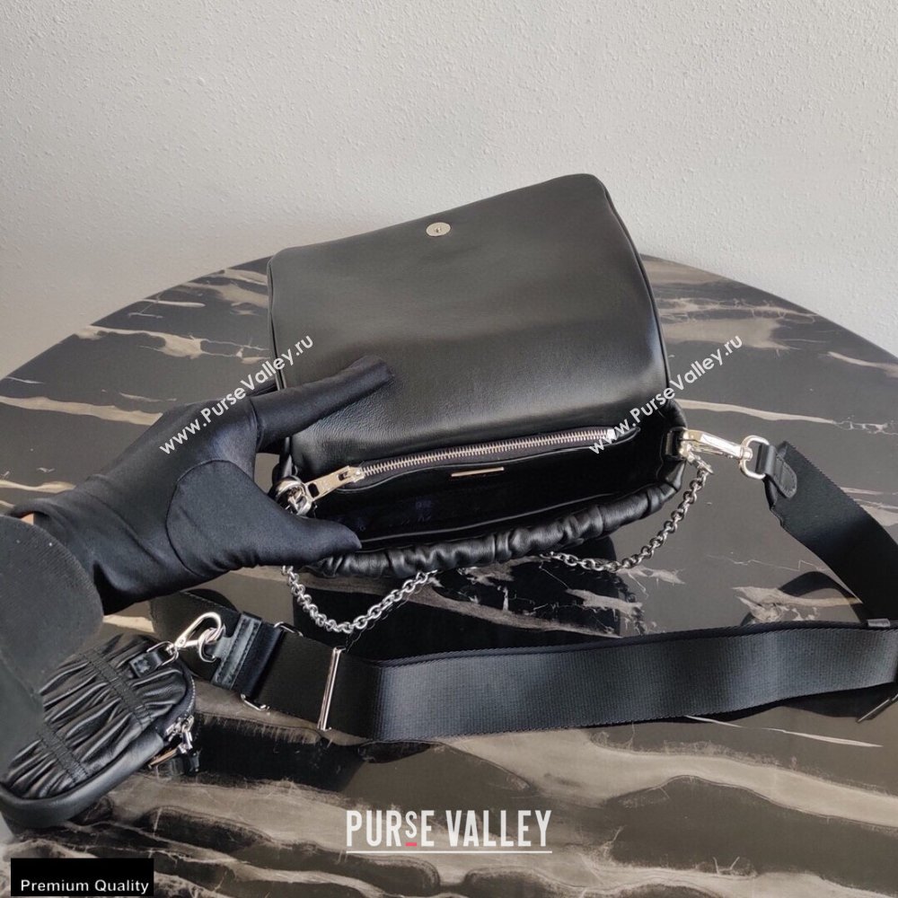 Prada Gaufré Embossed Leather Shoulder Bag 1BD289 Black 2021 (ziyin-21011102)