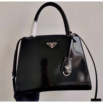 Prada Brushed Leather HandBag 1BA321 Black 2021 (ziyin-21011112)