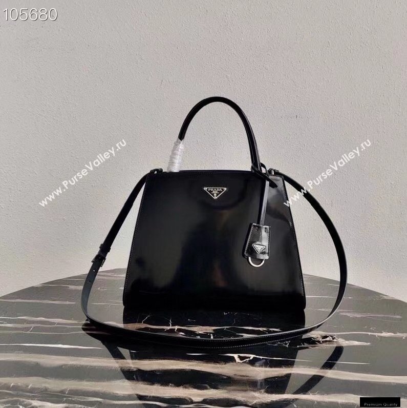 Prada Brushed Leather HandBag 1BA321 Black 2021 (ziyin-21011112)