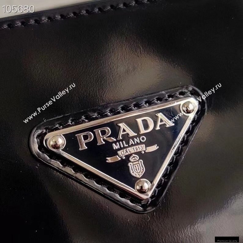 Prada Brushed Leather HandBag 1BA321 Black 2021 (ziyin-21011112)