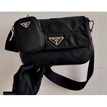 Prada System Padded Nylon Patchwork Shoulder Bag 1BD292 Black 2021 (ziyin-21011101)