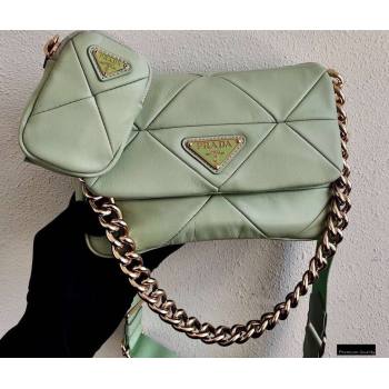 Prada System Nappa Leather Patchwork Shoulder Bag 1BD292 Light Green 2021 (ziyin-21010915)