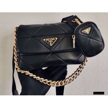 Prada System Nappa Leather Patchwork Shoulder Bag 1BD292 Black 2021 (ziyin-21010914)