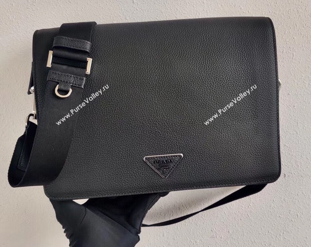 Prada Leather Bandoleer Cross-Body Bag 2VD012 Black 2021 (ziyin-21011109)