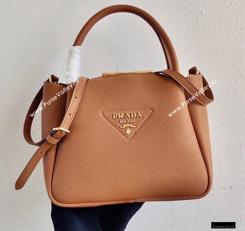 Prada Small Leather HandBag 1BC145 Brown 2021 (ziyin-21010919)