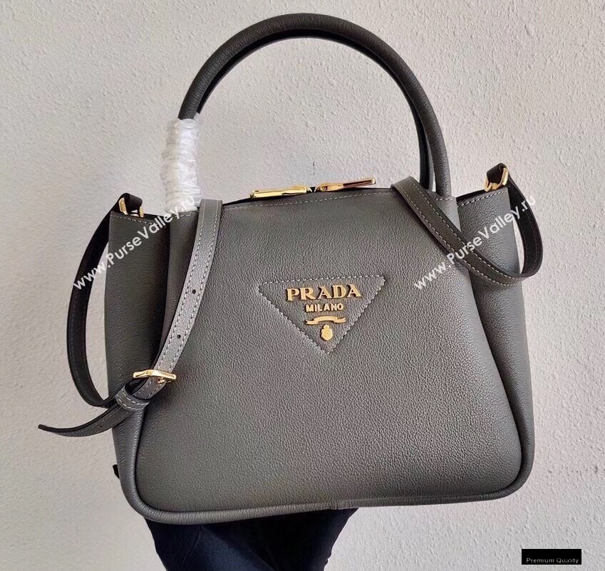 Prada Small Leather HandBag 1BC145 Gray 2021 (ziyin-21010918)