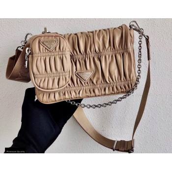 Prada Gaufré Embossed Leather Shoulder Bag 1BD289 Beige 2021 (ziyin-21011103)