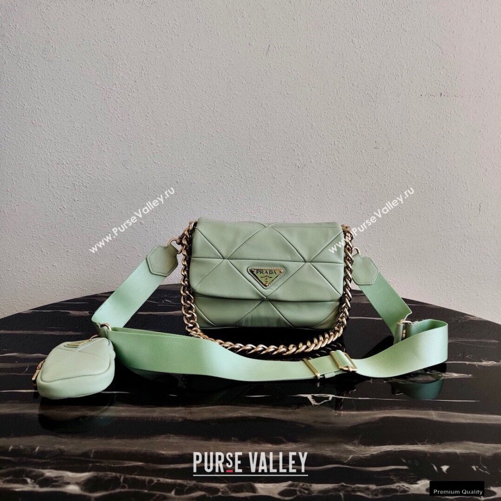 Prada System Nappa Leather Patchwork Shoulder Bag 1BD292 Light Green 2021 (ziyin-21010915)