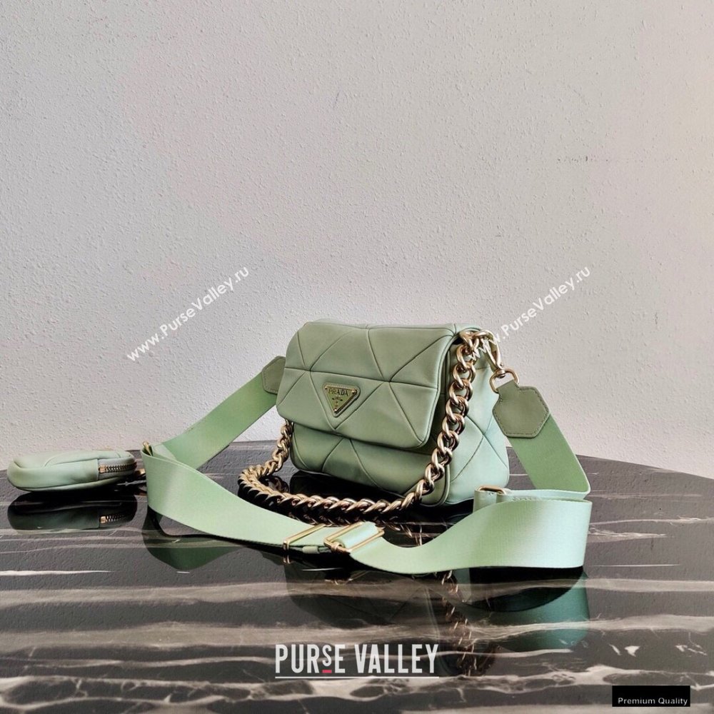 Prada System Nappa Leather Patchwork Shoulder Bag 1BD292 Light Green 2021 (ziyin-21010915)