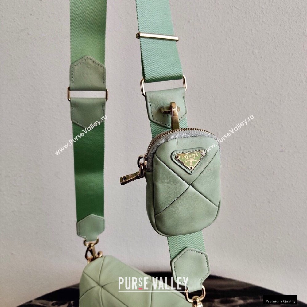 Prada System Nappa Leather Patchwork Shoulder Bag 1BD292 Light Green 2021 (ziyin-21010915)