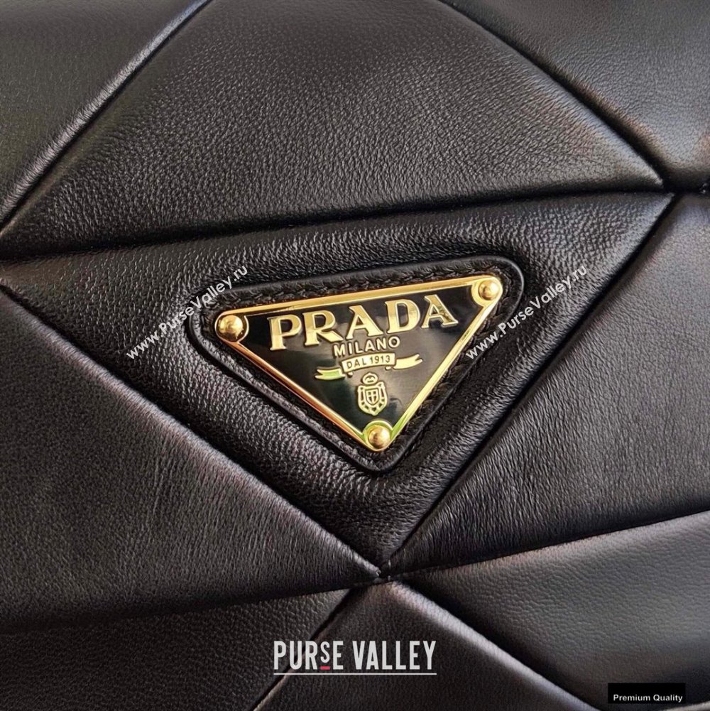 Prada System Nappa Leather Patchwork Shoulder Bag 1BD292 Black 2021 (ziyin-21010914)