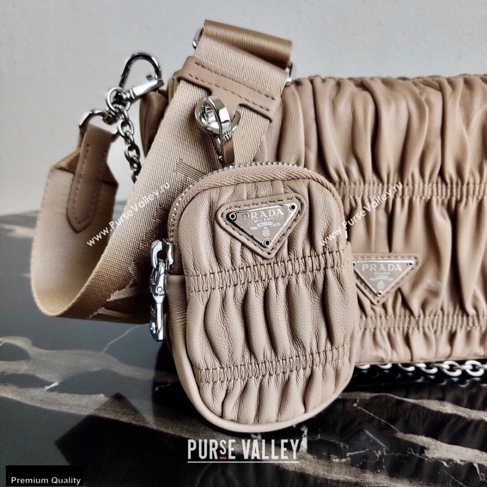 Prada Gaufré Embossed Leather Shoulder Bag 1BD289 Beige 2021 (ziyin-21011103)