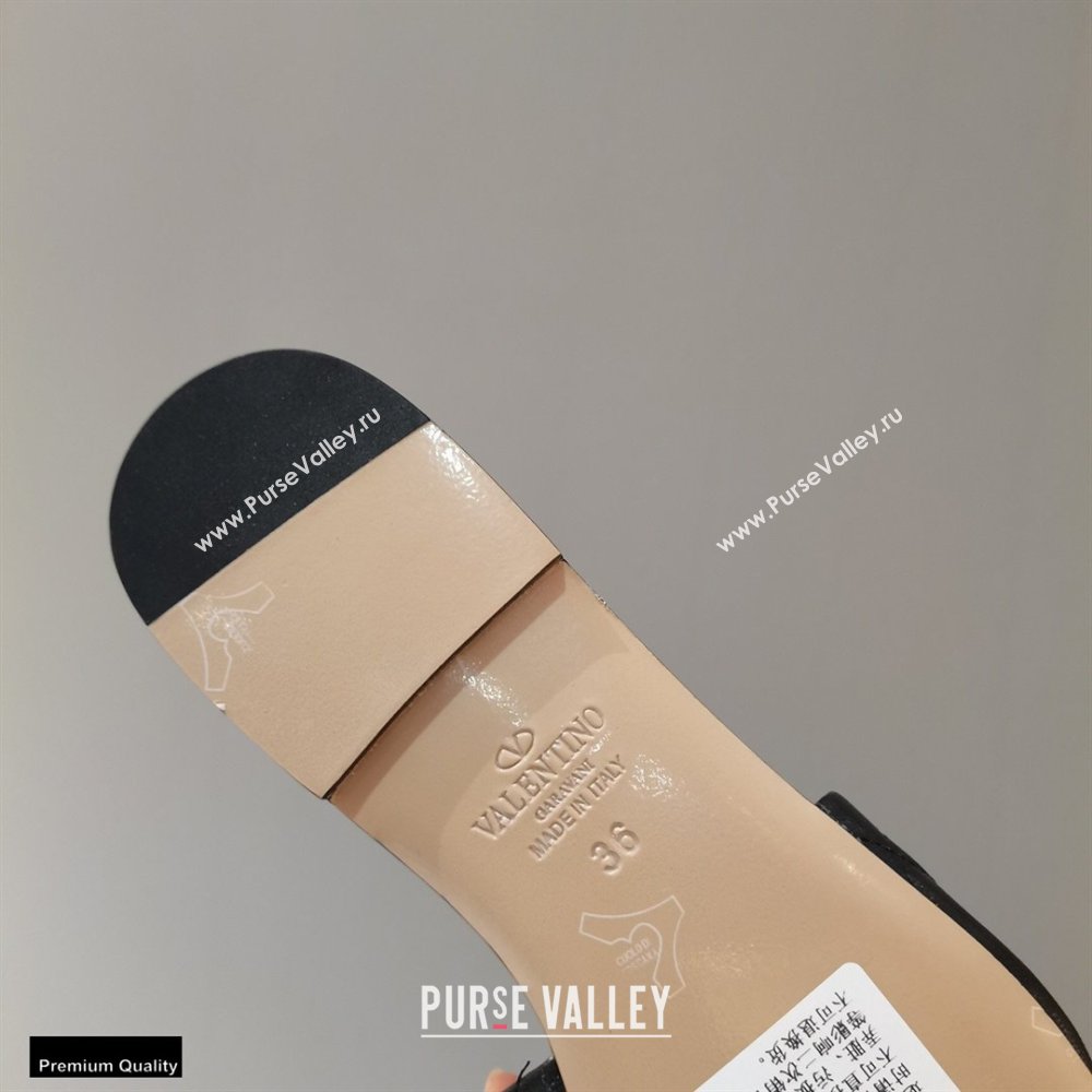 Valentino Quilted Calfskin Roman Stud Slide Sandals Black 2021 (modeng-21011304)