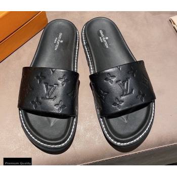 Louis Vuitton Monogram-embossed Slides Mules Black 2021 (modeng-21011257)