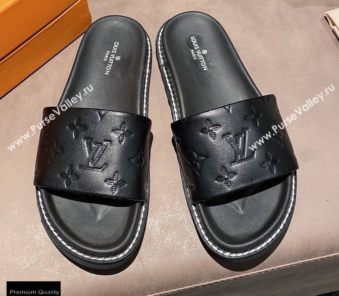 Louis Vuitton Monogram-embossed Slides Mules Black 2021 (modeng-21011257)