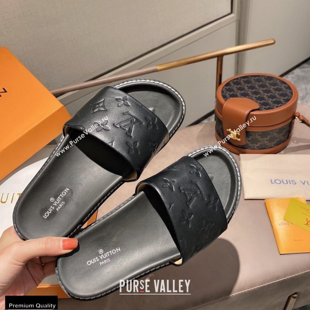 Louis Vuitton Monogram-embossed Slides Mules Black 2021 (modeng-21011257)