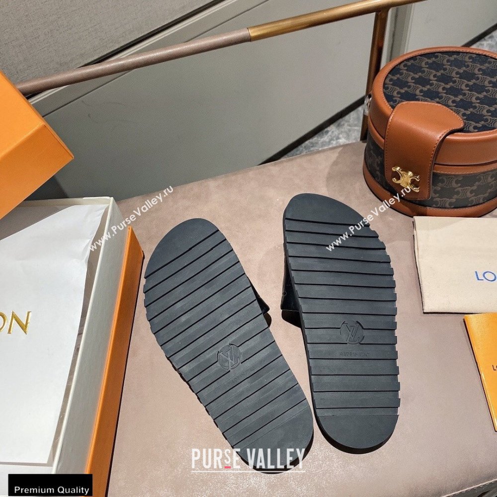 Louis Vuitton Monogram-embossed Slides Mules Black 2021 (modeng-21011257)