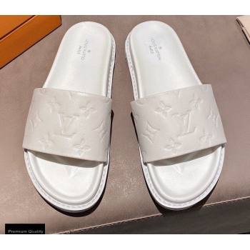 Louis Vuitton Monogram-embossed Slides Mules White 2021 (modeng-21011261)