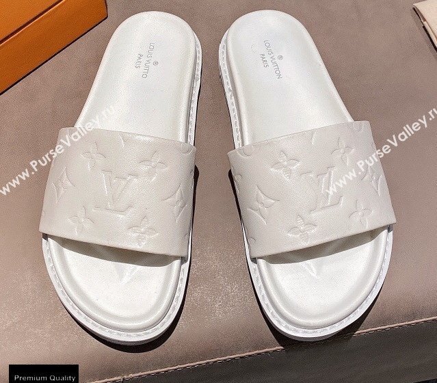 Louis Vuitton Monogram-embossed Slides Mules White 2021 (modeng-21011261)