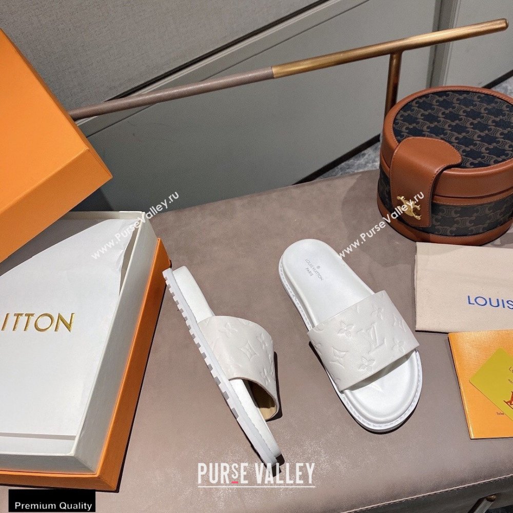 Louis Vuitton Monogram-embossed Slides Mules White 2021 (modeng-21011261)