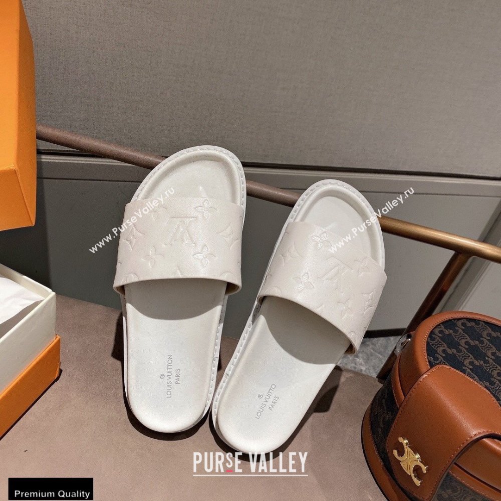 Louis Vuitton Monogram-embossed Slides Mules White 2021 (modeng-21011261)