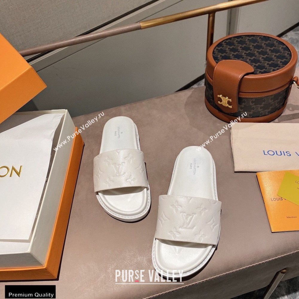 Louis Vuitton Monogram-embossed Slides Mules White 2021 (modeng-21011261)