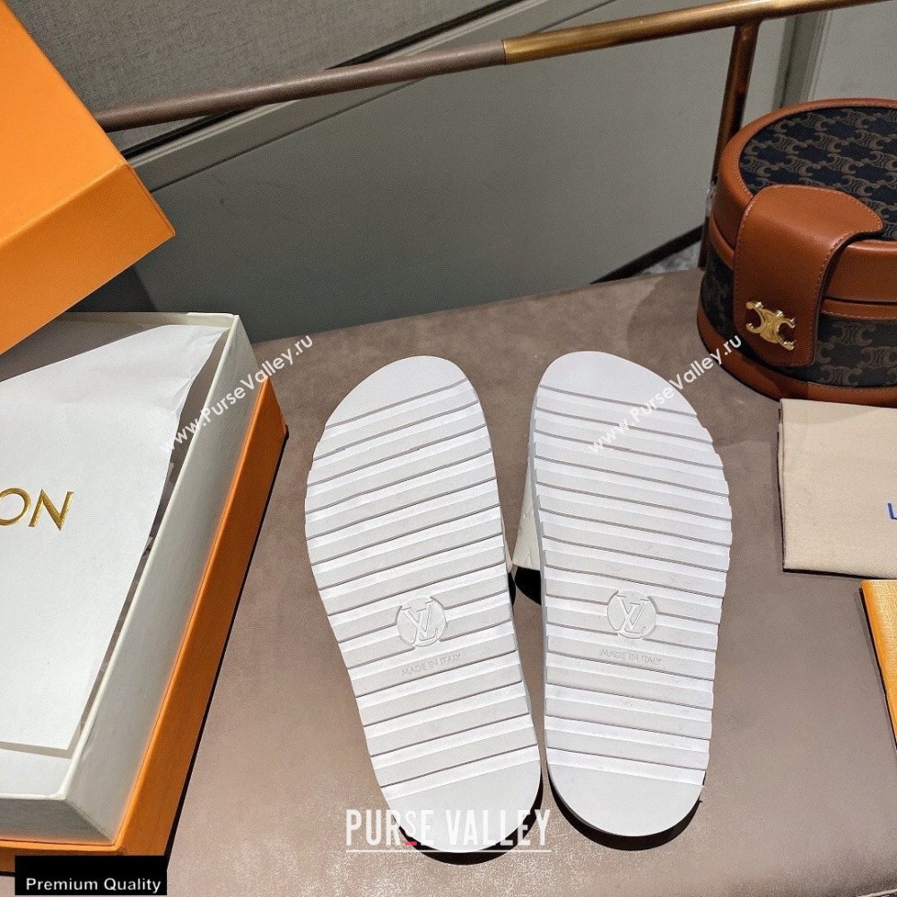 Louis Vuitton Monogram-embossed Slides Mules White 2021 (modeng-21011261)