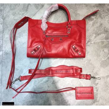 Balenciaga Classic City Small Bag with Logo Strap Red (jiemei-21011302)