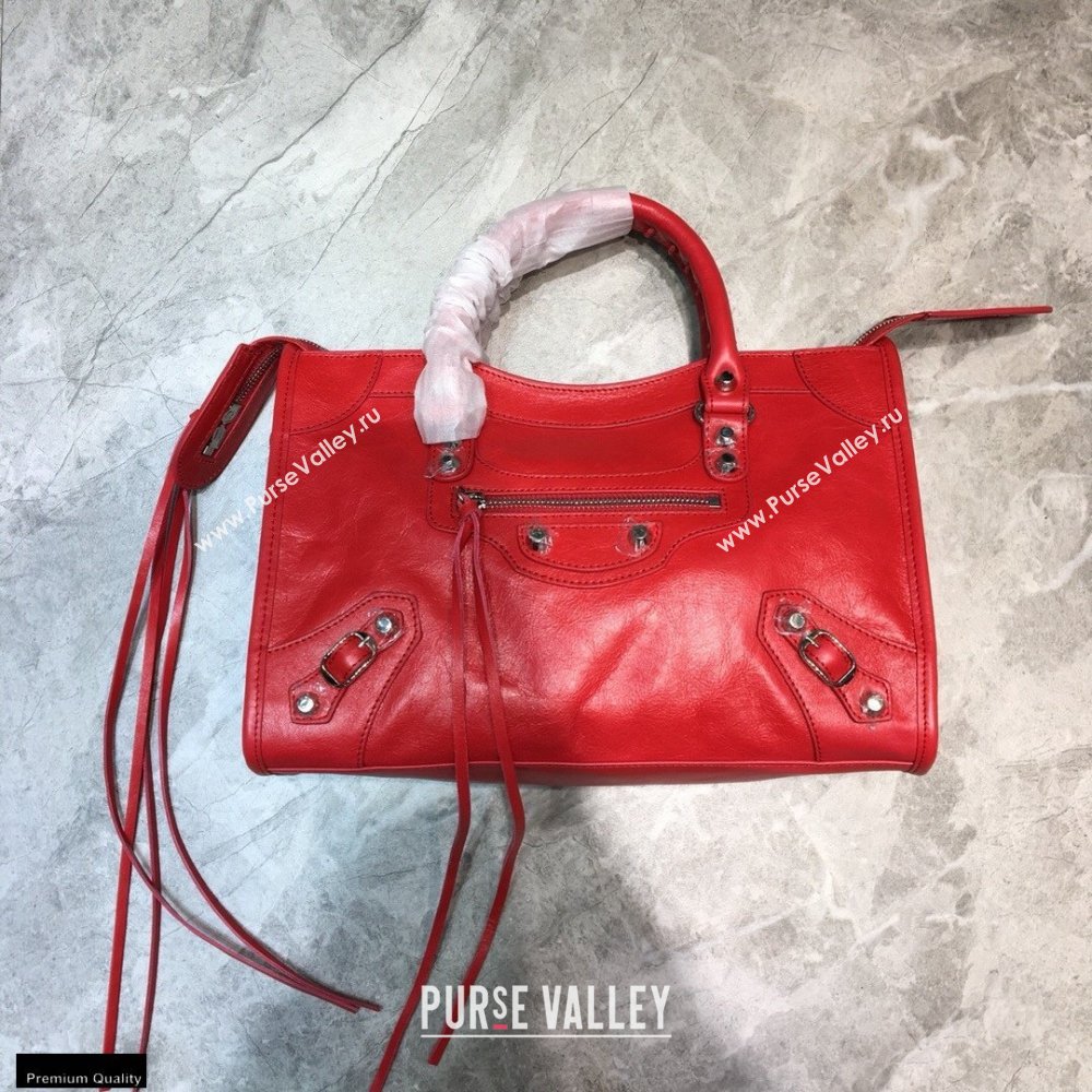 Balenciaga Classic City Small Bag with Logo Strap Red (jiemei-21011302)