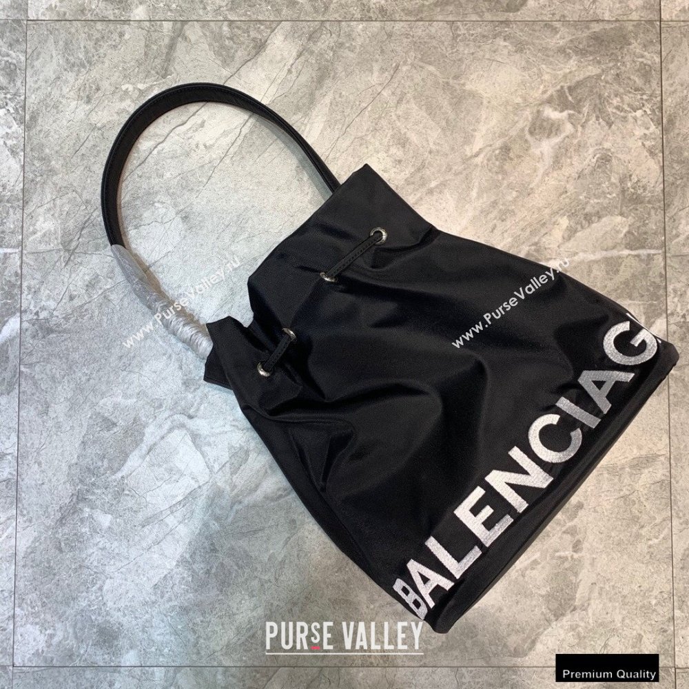 Balenciaga Wheel S Drawstring Bucket Bag Nylon Black (jiemei-21011320)