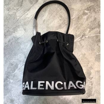 Balenciaga Wheel S Drawstring Bucket Bag Nylon Black (jiemei-21011320)