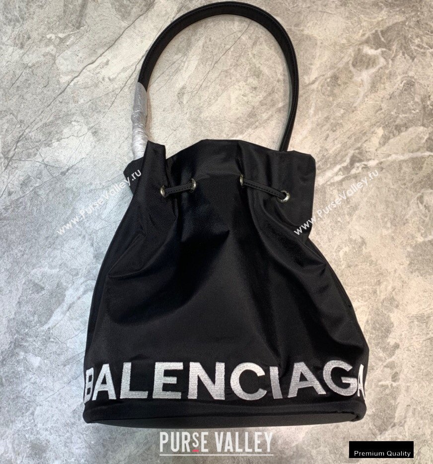 Balenciaga Wheel S Drawstring Bucket Bag Nylon Black (jiemei-21011320)