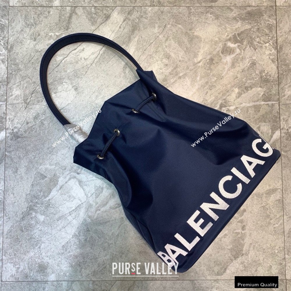 Balenciaga Wheel S Drawstring Bucket Bag Nylon Navy Blue (jiemei-21011323)