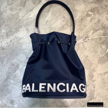 Balenciaga Wheel S Drawstring Bucket Bag Nylon Navy Blue (jiemei-21011323)