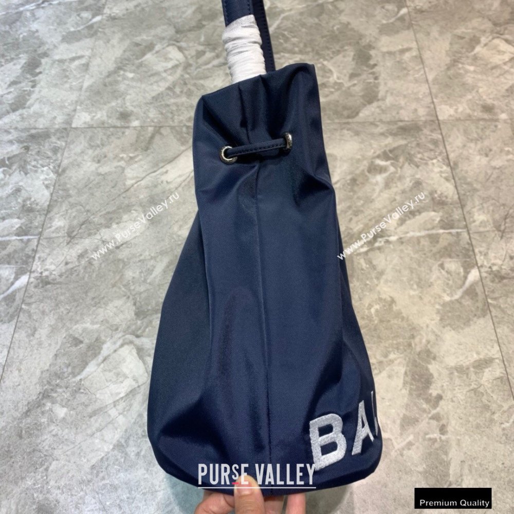 Balenciaga Wheel S Drawstring Bucket Bag Nylon Navy Blue (jiemei-21011323)