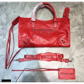 Balenciaga Classic City Medium Bag with Logo Strap Red (jiemei-21011301)