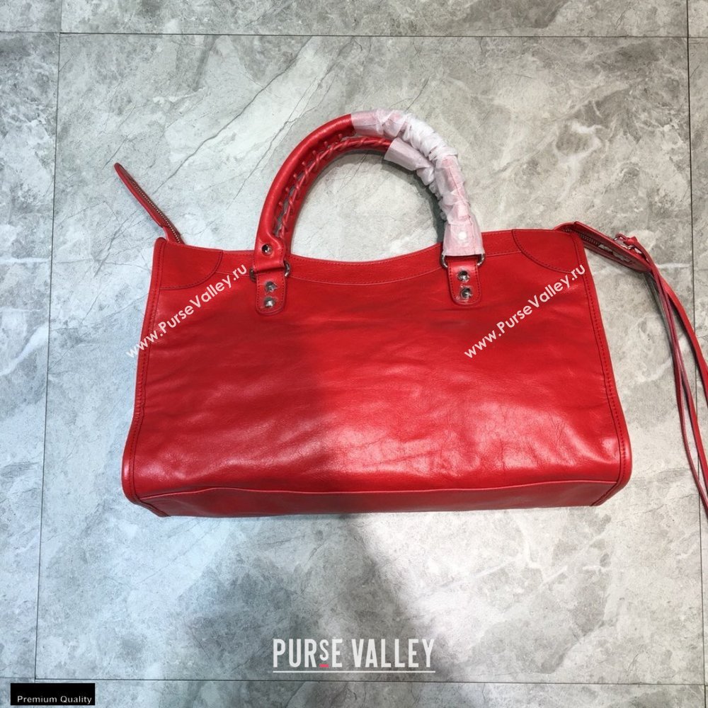 Balenciaga Classic City Medium Bag with Logo Strap Red (jiemei-21011301)