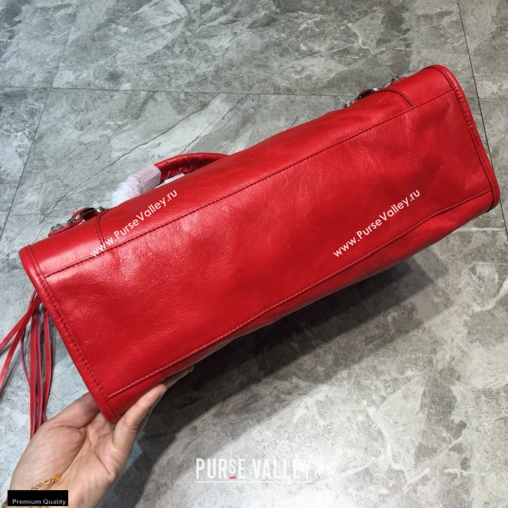 Balenciaga Classic City Medium Bag with Logo Strap Red (jiemei-21011301)