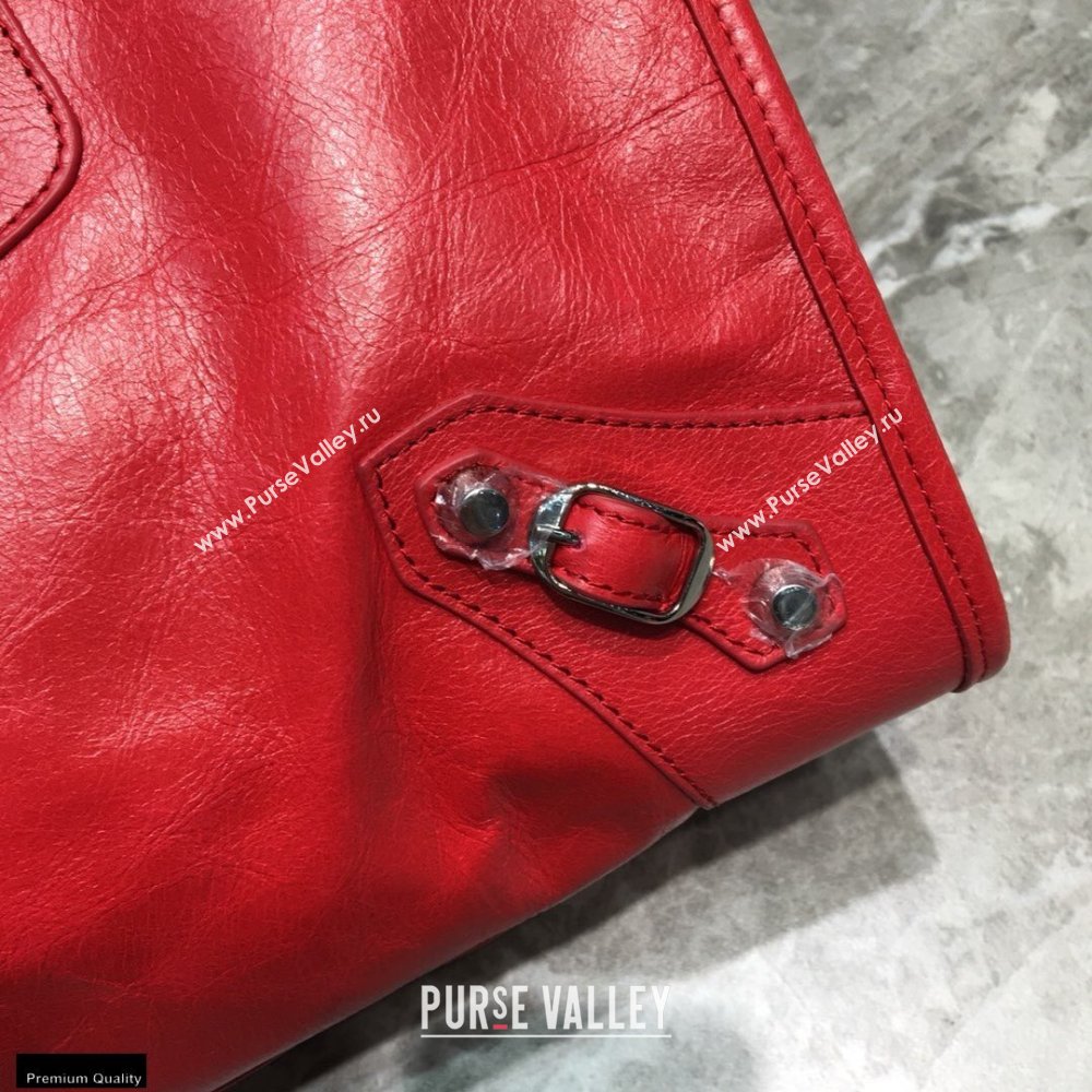 Balenciaga Classic City Medium Bag with Logo Strap Red (jiemei-21011301)