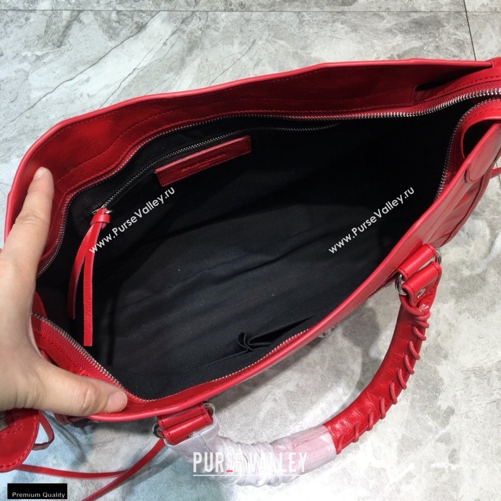 Balenciaga Classic City Medium Bag with Logo Strap Red (jiemei-21011301)