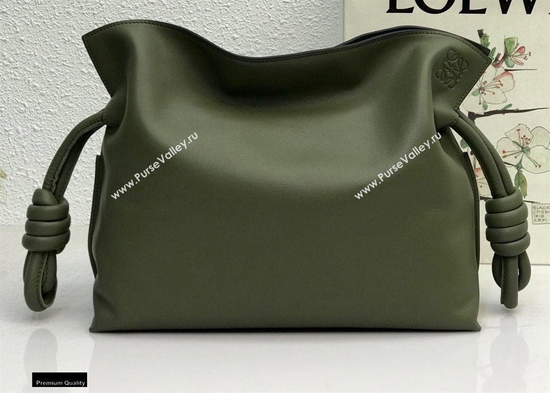 Loewe Medium Flamenco Clutch Bag in Nappa Calfskin Army Green (yongsheng-21011305)